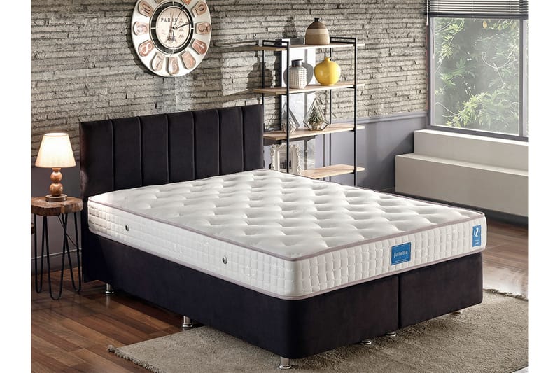 Ryntham Sängram Dubbel med Sänggavel 140x190 cm - Svart - Möbler - Säng - Sängram & sängstomme