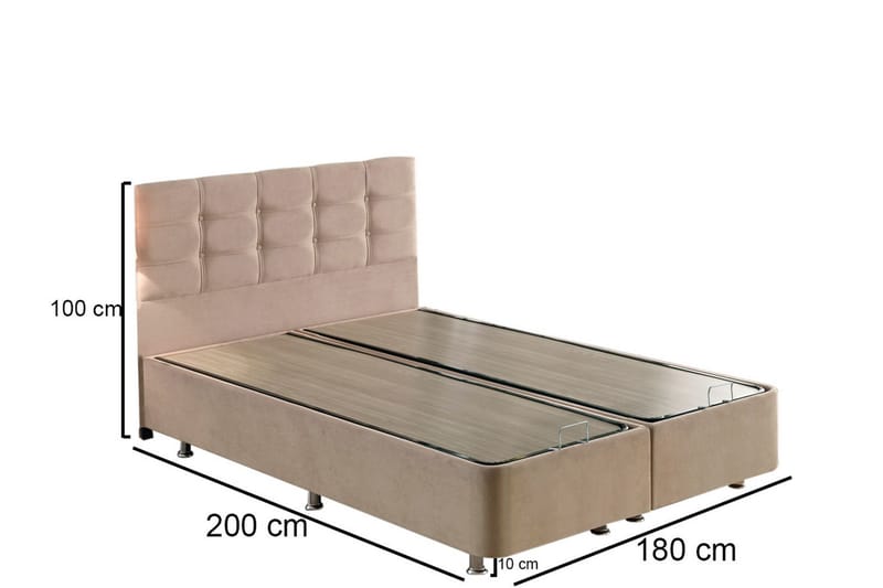 Ryntham Sängram Dubbel med Sänggavel 180x200 cm - Ljusbrun - Möbler - Säng - Sängram & sängstomme