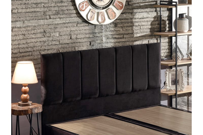 Ryntham Sängram Dubbel med Sänggavel 180x200 cm - Svart - Möbler - Säng - Sängram & sängstomme
