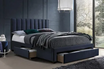 Säng Grace 3-Lådor Utan Madrass 160x200 cm Blå - Möbler - Säng - Sängram & sängstomme