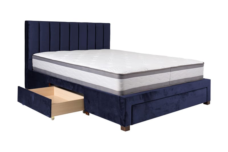 Säng Grace 3-Lådor Utan Madrass 160x200 cm Blå - Möbler - Säng - Sängram & sängstomme