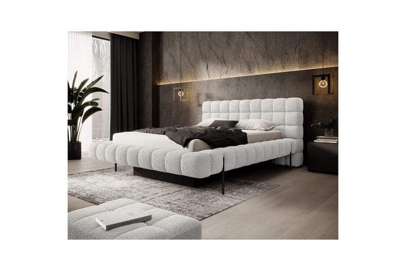 Säng med klädsel Eltap Magentta - 140x200 cm, Royal 01, Vit - Möbler - Säng - Sängram & sängstomme