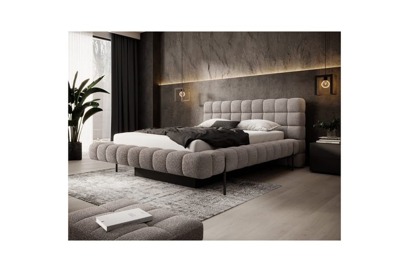 Säng med klädsel Eltap Magentta - 140x200 cm, Royal 20, Brun - Möbler - Säng - Sängram & sängstomme