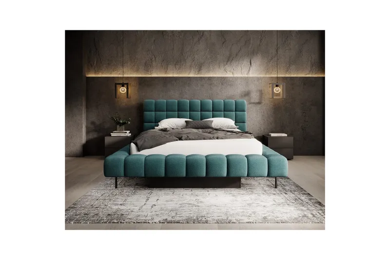 Säng med klädsel Eltap Magentta - 160x200 cm, Amore 38, Grön - Möbler - Säng - Sängram & sängstomme
