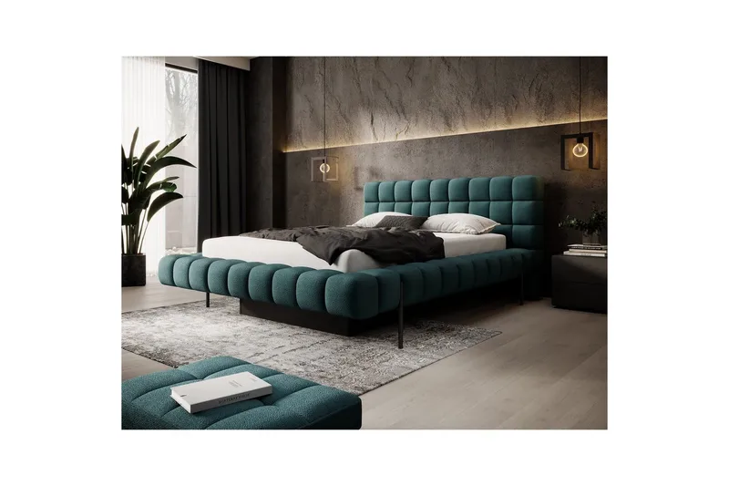 Säng med klädsel Eltap Magentta - 160x200 cm, Amore 38, Grön - Möbler - Säng - Sängram & sängstomme