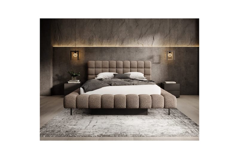 Säng med klädsel Eltap Magentta - 160x200 cm, Royal 20, Brun - Möbler - Säng - Sängram & sängstomme