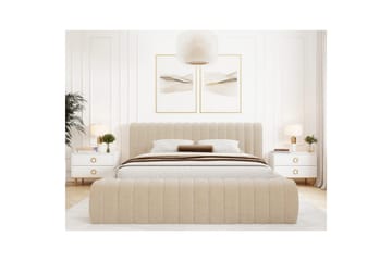 Säng med stoppning Eltap Carilla med metallram/gaslyft/förvaring - Royal 18, Beige, 140x200 cm - Möbler - Säng - Sängram & sängstomme