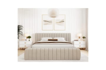 Säng med stoppning Eltap Carilla med metallram/gaslyft/förvaring - Sola 18, Beige, 140x200 cm - Möbler - Säng - Sängram & sängstomme