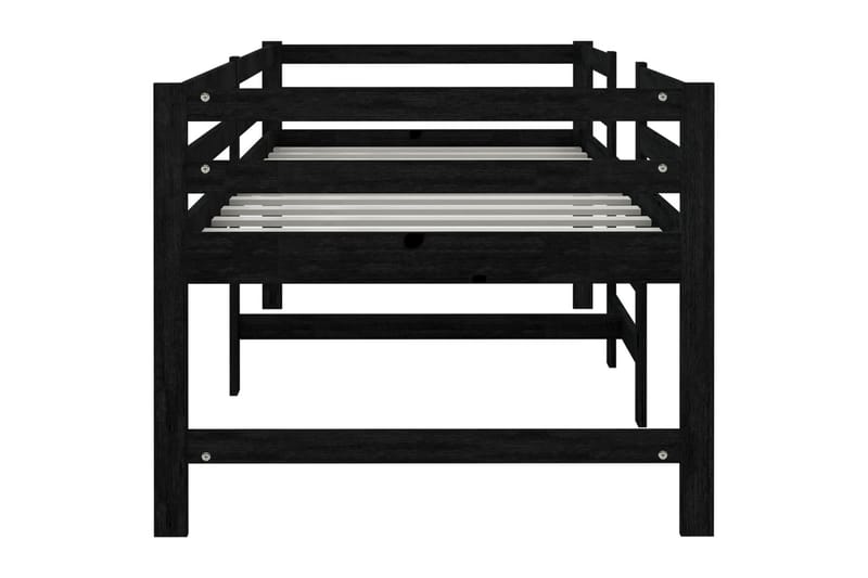 Säng medelhög svart massiv furu 90x200 cm - Svart - Sängram & sängstomme