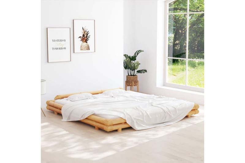 Sängram bambu 200x200 cm - Brun - Möbler - Säng - Sängram & sängstomme