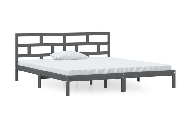 Sängram grå massiv furu 140x190 cm - Grå - Sängram & sängstomme