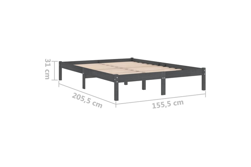 Sängram grå massiv furu 150x200 cm - Grå - Möbler - Säng - Sängram & sängstomme