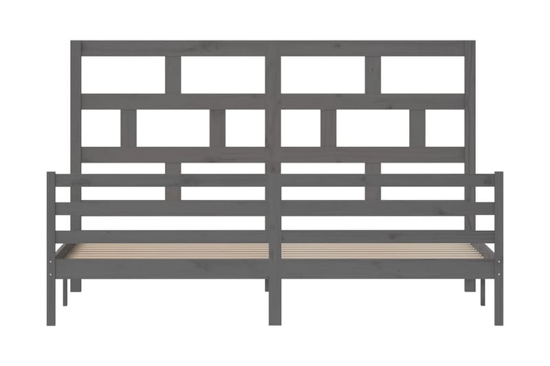 Sängram grå massivt furu 200x200 cm - Grå - Möbler - Säng - Sängram & sängstomme