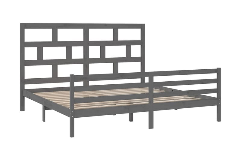 Sängram grå massivt furu 200x200 cm - Grå - Möbler - Säng - Sängram & sängstomme
