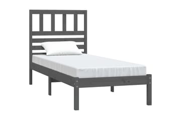 Sängram grå massivt furu 90x200 cm enkelsäng