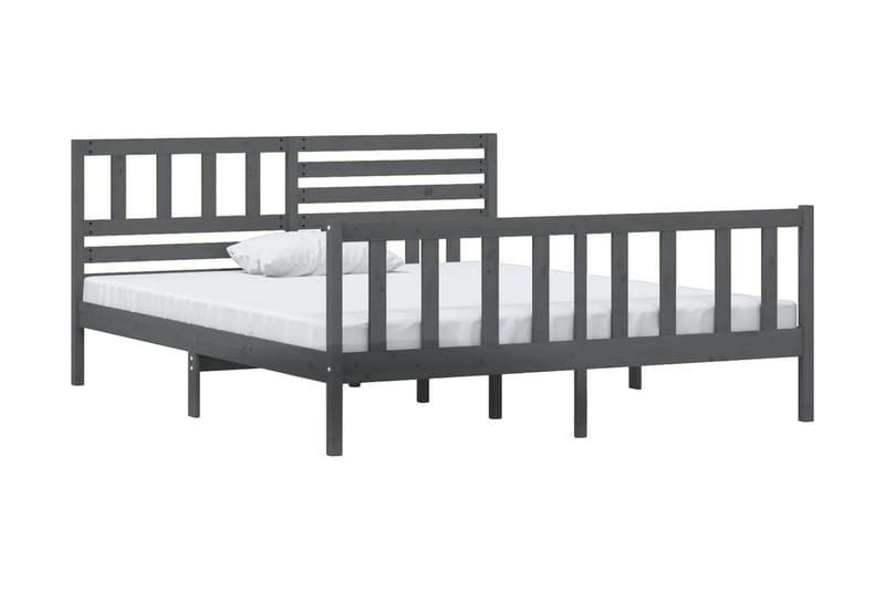 Sängram grå massivt trä 135x190 cm 4FT6 - Grå - Sängram & sängstomme