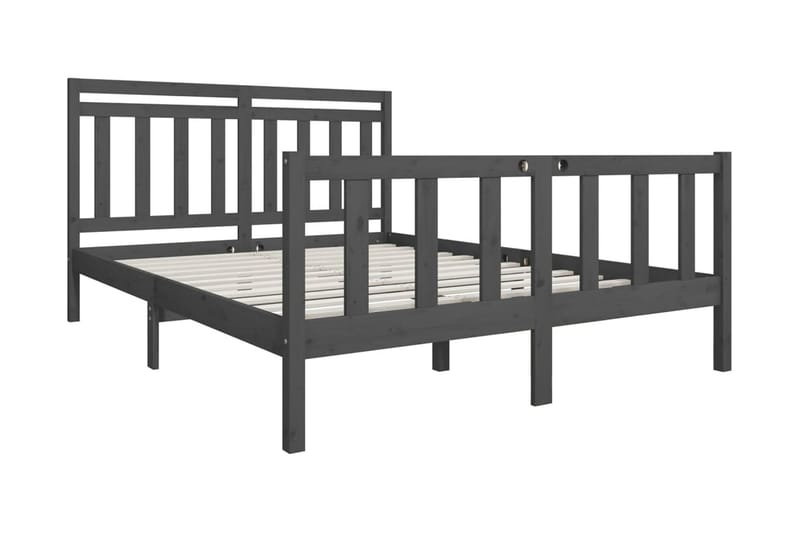 Sängram grå massivt trä 150x200 cm - Grå - Möbler - Säng - Sängram & sängstomme
