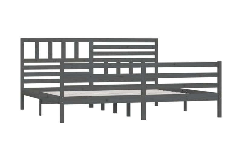 Sängram grå massivt trä 200x200 cm - Grå - Möbler - Säng - Sängram & sängstomme