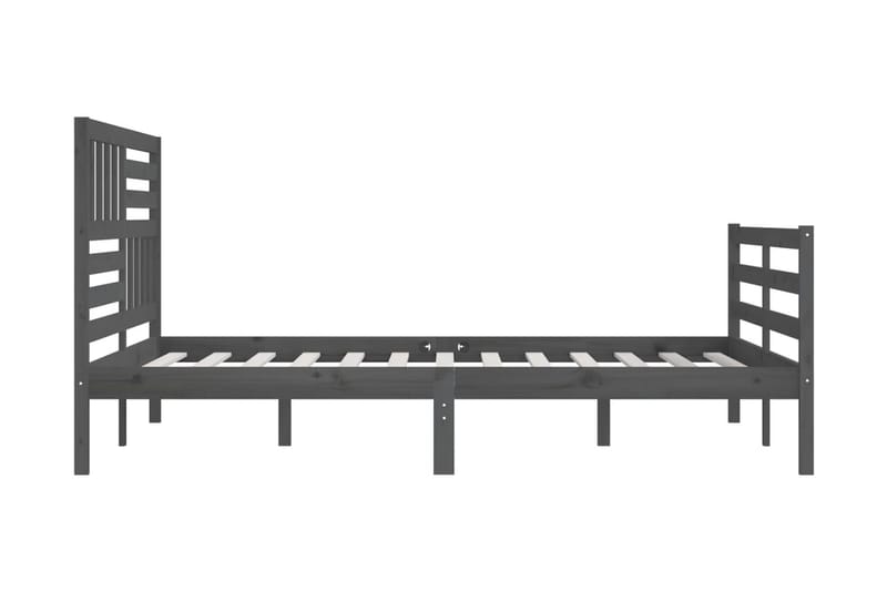 Sängram grå massivt trä 200x200 cm - Grå - Möbler - Säng - Sängram & sängstomme