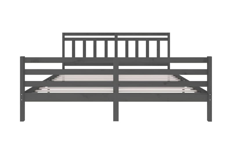 Sängram grå massivt trä 200x200 cm - Grå - Möbler - Säng - Sängram & sängstomme