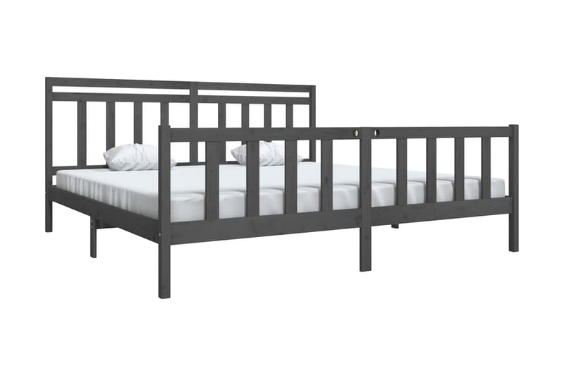 Sängram grå massivt trä 200x200 cm - Grå - Möbler - Säng - Sängram & sängstomme