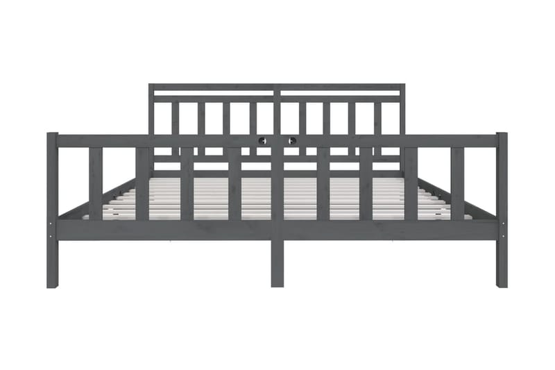 Sängram grå massivt trä 200x200 cm - Grå - Möbler - Säng - Sängram & sängstomme