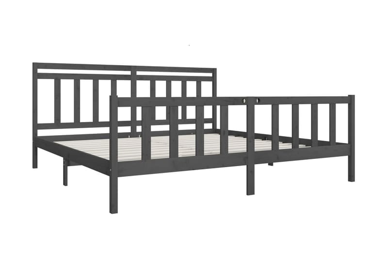 Sängram grå massivt trä 200x200 cm - Grå - Möbler - Säng - Sängram & sängstomme