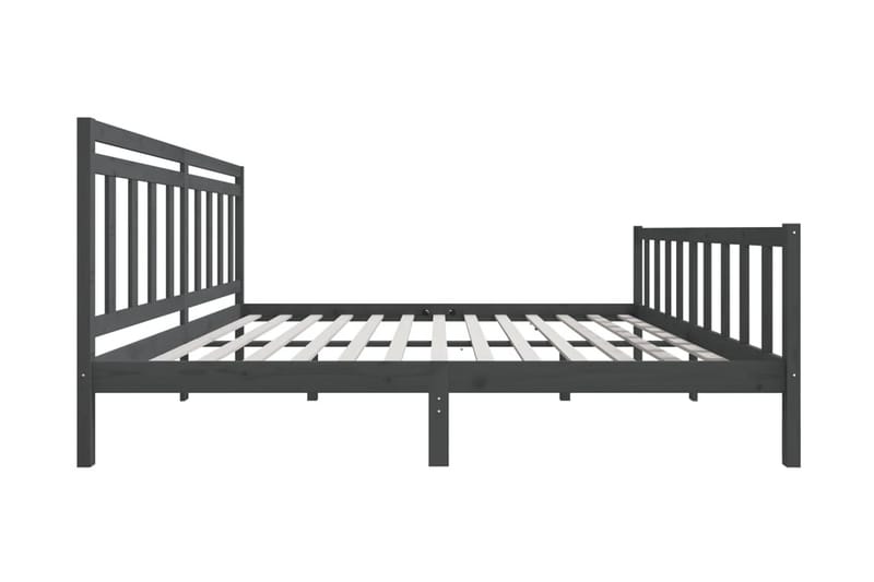 Sängram grå massivt trä 200x200 cm - Grå - Möbler - Säng - Sängram & sängstomme