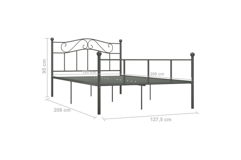 Sängram grå metall 120x200 cm - Grå - Möbler - Säng - Sängram & sängstomme