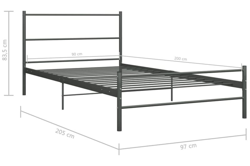 Sängram grå metall 90x200 cm - Grå - Möbler - Säng - Sängram & sängstomme