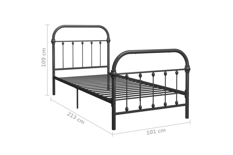 Sängram grå metall 90x200 cm - Grå - Möbler - Säng - Sängram & sängstomme