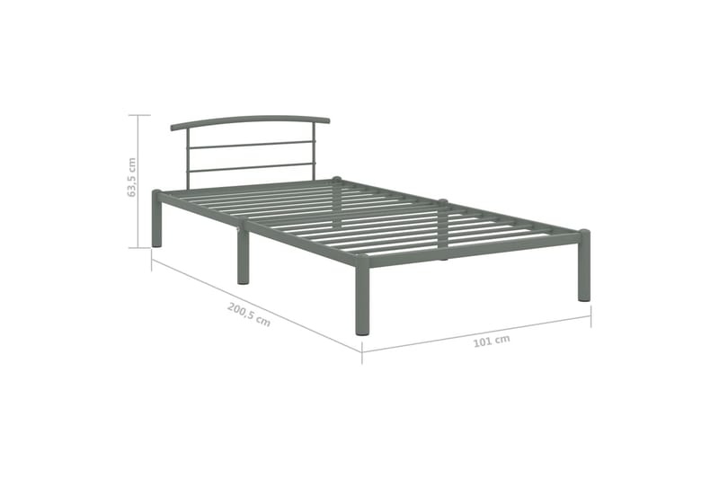 Sängram grå metall 90x200 cm - Grå - Möbler - Säng - Sängram & sängstomme