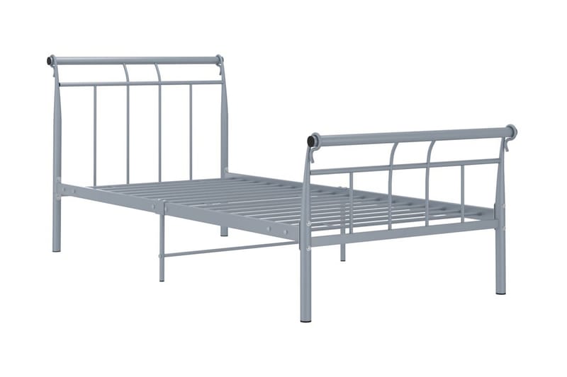 Sängram grå metall 90x200 cm - Grå - Sängram & sängstomme