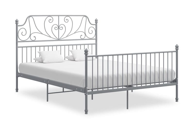 Sängram grå metall och plywood 160x200 cm - Grå - Sängram & sängstomme