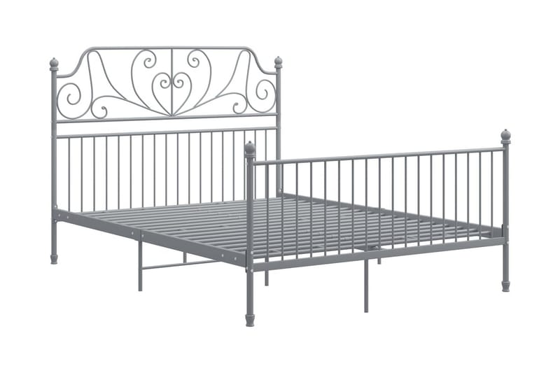 Sängram grå metall och plywood 160x200 cm - Grå - Sängram & sängstomme