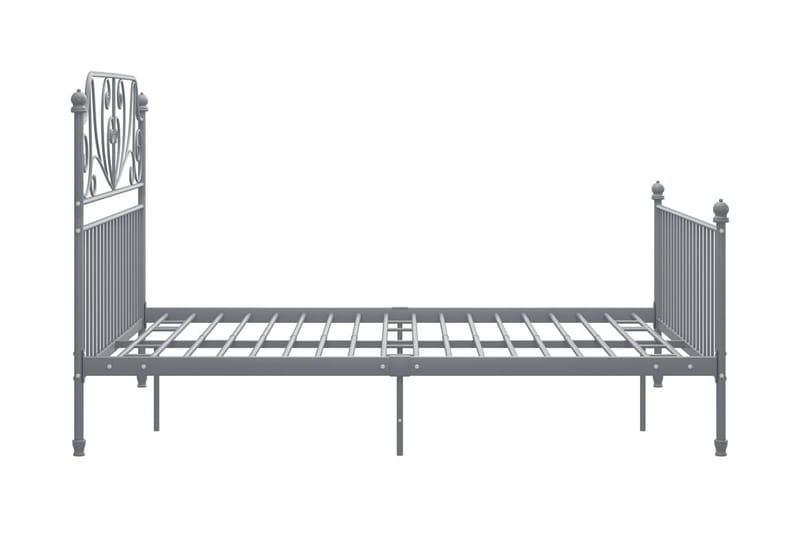 Sängram grå metall och plywood 160x200 cm - Grå - Möbler - Säng - Sängram & sängstomme