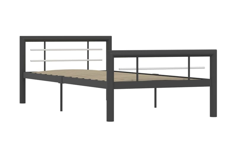 Sängram grå och vit metall 90x200 cm - Grå - Möbler - Säng - Sängram & sängstomme
