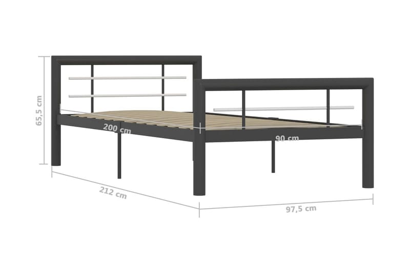 Sängram grå och vit metall 90x200 cm - Grå - Möbler - Säng - Sängram & sängstomme