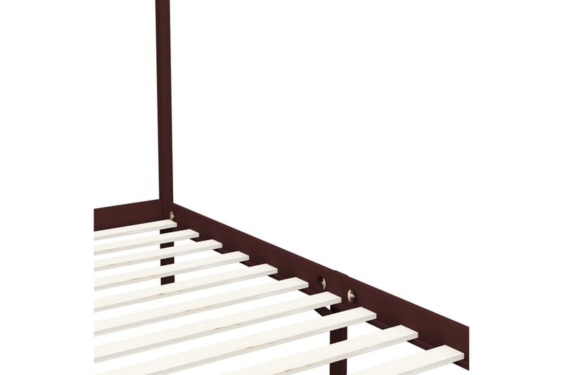 Sängram himmelsäng mörkbrun massiv furu 90x200 cm - Brun - Möbler - Säng - Sängram & sängstomme