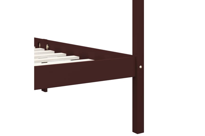 Sängram himmelsäng mörkbrun massiv furu 90x200 cm - Brun - Möbler - Säng - Sängram & sängstomme