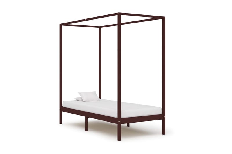 Sängram himmelsäng mörkbrun massiv furu 90x200 cm - Brun - Möbler - Säng - Sängram & sängstomme