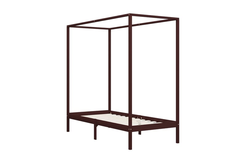 Sängram himmelsäng mörkbrun massiv furu 90x200 cm - Brun - Möbler - Säng - Sängram & sängstomme