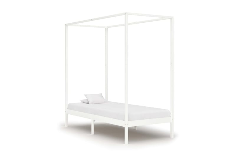 Sängram himmelsäng vit massiv furu 100x200 cm - Vit - Möbler - Säng - Himmelsäng