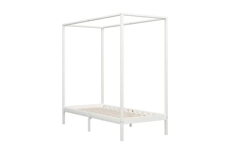 Sängram himmelsäng vit massiv furu 100x200 cm - Vit - Möbler - Säng - Himmelsäng