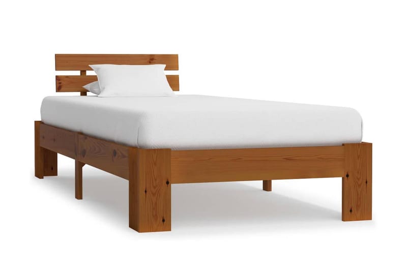 Sängram honungsbrun massiv furu 100x200 cm - Brun - Möbler - Säng - Sängram & sängstomme
