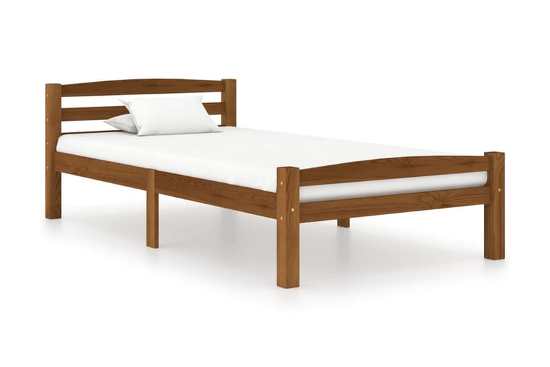 Sängram honungsbrun massiv furu 100x200 cm - Brun - Möbler - Säng - Sängram & sängstomme