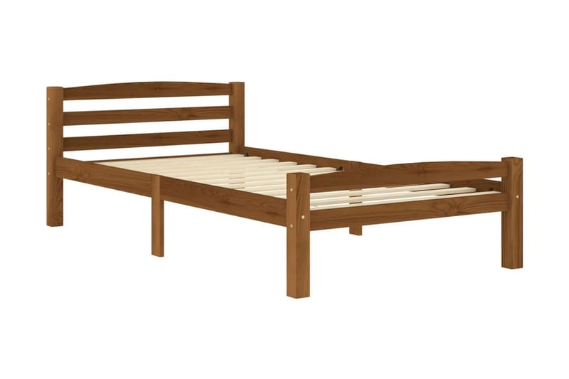 Sängram honungsbrun massiv furu 100x200 cm - Brun - Möbler - Säng - Sängram & sängstomme
