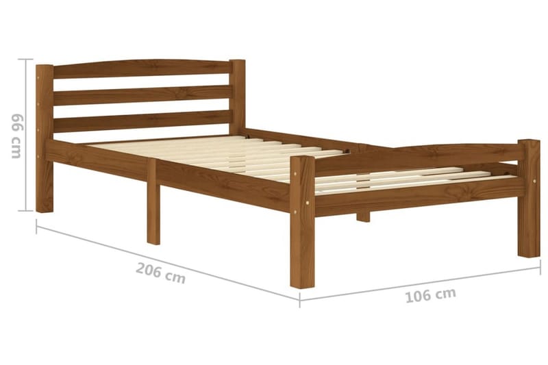Sängram honungsbrun massiv furu 100x200 cm - Brun - Möbler - Säng - Sängram & sängstomme