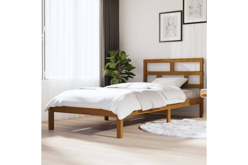 Sängram honungsbrun massiv furu 100x200 cm - Honung - Möbler - Säng - Sängram & sängstomme