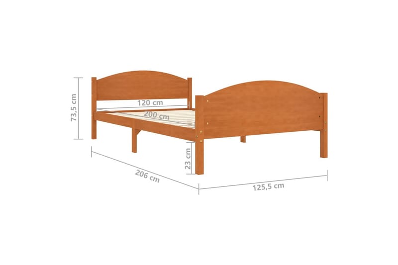 Sängram honungsbrun massiv furu 120x200 cm - Honung - Sängram & sängstomme